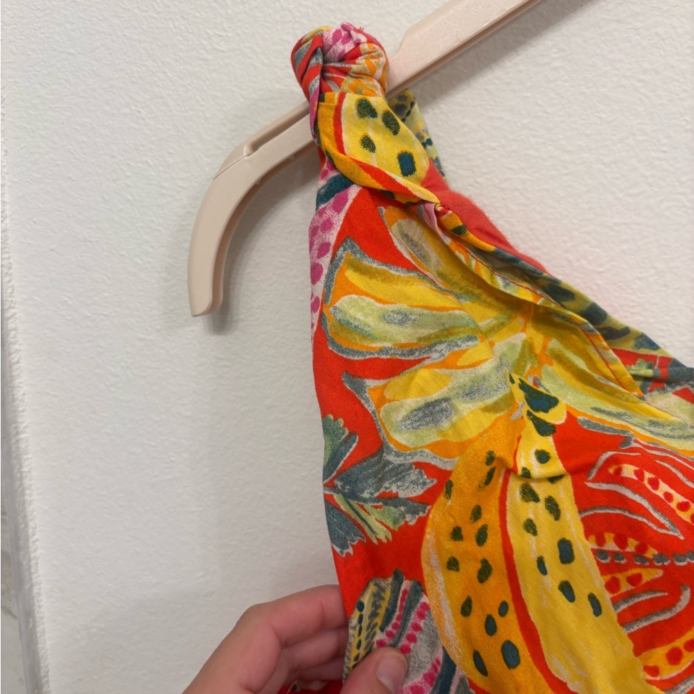 Karlie One-Shoulder Tropical Print Dress in Yellow, Pink, Green, Orange - Picture 8 of 9